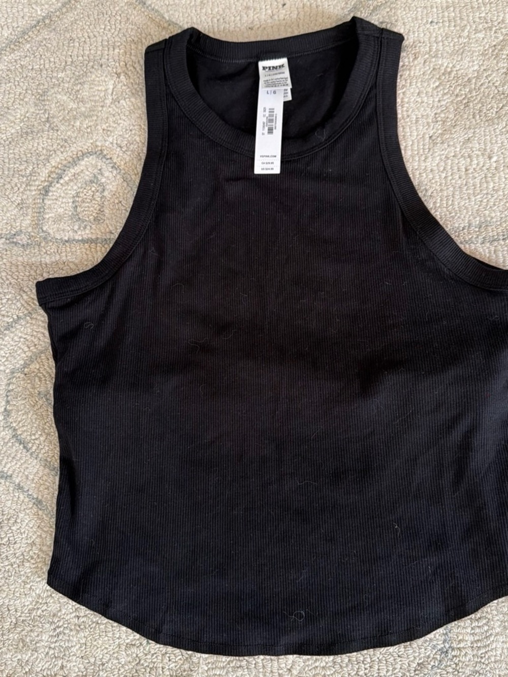 PINK Victoria's Secret Black Ribbed Tank